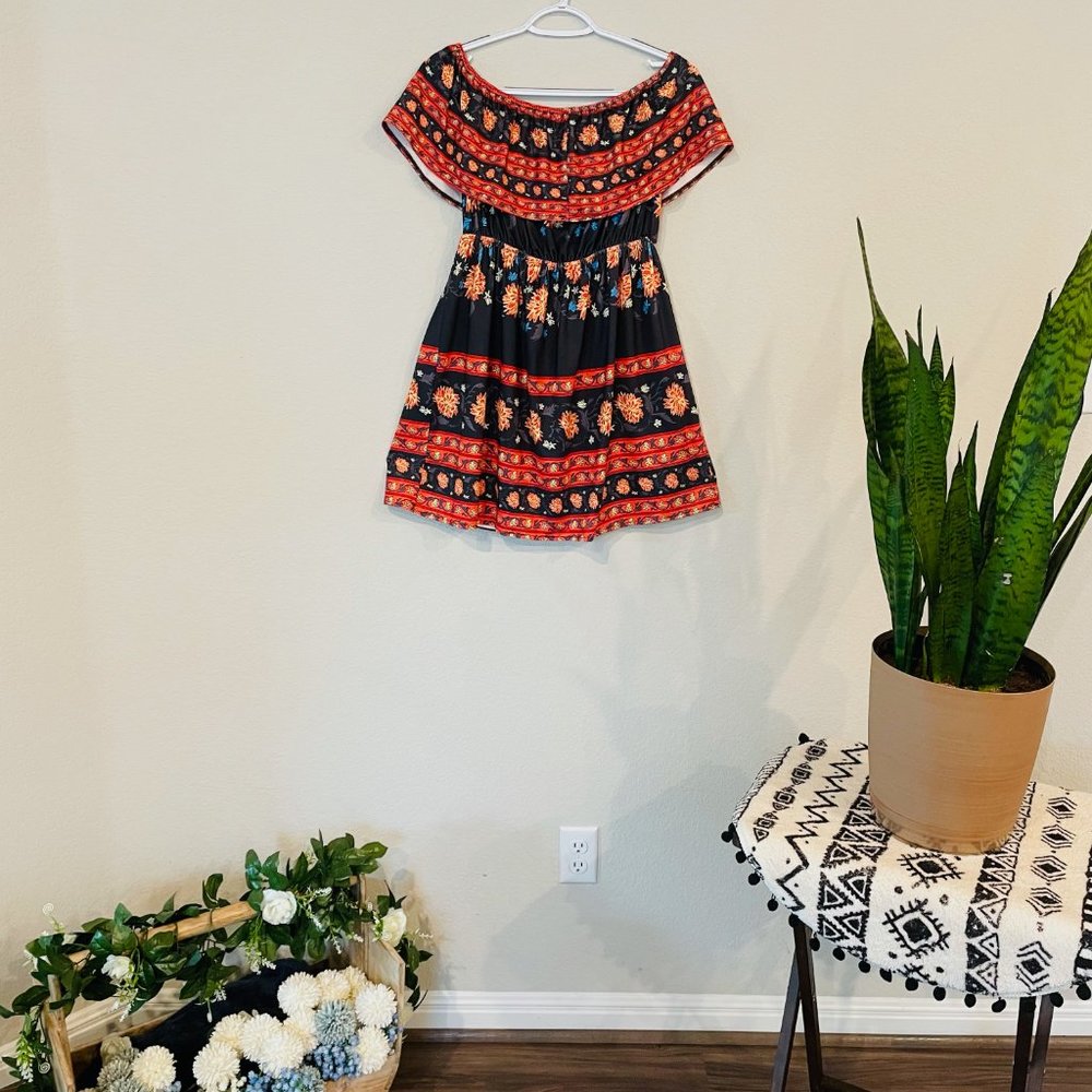 Boho Colorful off shoulder dress